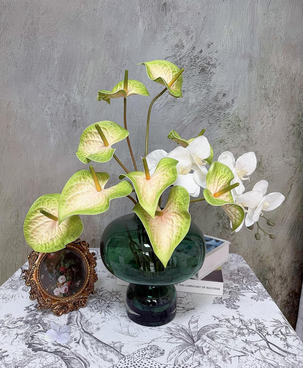 10pcs Burgundy Anthurium Artificial Flowers, 23.6" Burgundy Flowers Artificial Tropical Flowers Real Touch for DIY Wedding Bouquets Centerpieces Bridal Shower Party Home Decor
