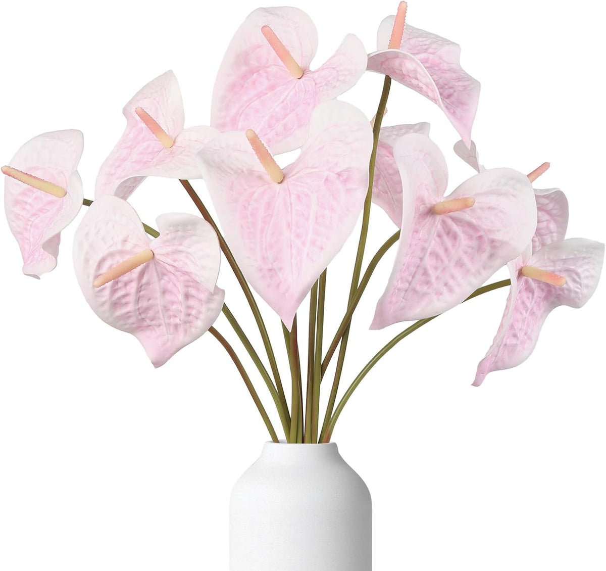 10pcs Burgundy Anthurium Artificial Flowers, 23.6" Burgundy Flowers Artificial Tropical Flowers Real Touch for DIY Wedding Bouquets Centerpieces Bridal Shower Party Home Decor