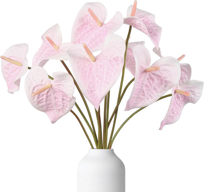 10pcs Burgundy Anthurium Artificial Flowers, 23.6" Burgundy Flowers Artificial Tropical Flowers Real Touch for DIY Wedding Bouquets Centerpieces Bridal Shower Party Home Decor