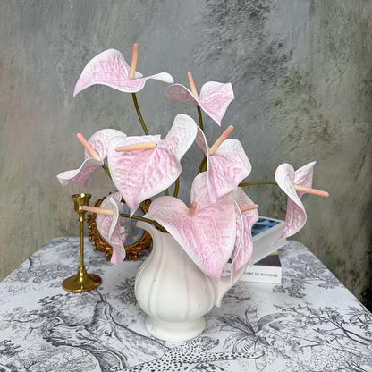 10pcs Burgundy Anthurium Artificial Flowers, 23.6" Burgundy Flowers Artificial Tropical Flowers Real Touch for DIY Wedding Bouquets Centerpieces Bridal Shower Party Home Decor
