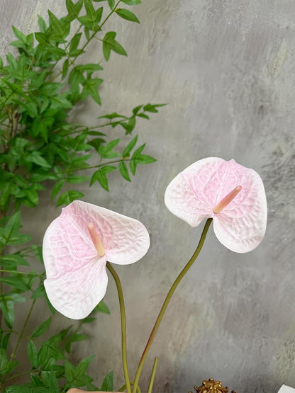 10pcs Burgundy Anthurium Artificial Flowers, 23.6" Burgundy Flowers Artificial Tropical Flowers Real Touch for DIY Wedding Bouquets Centerpieces Bridal Shower Party Home Decor