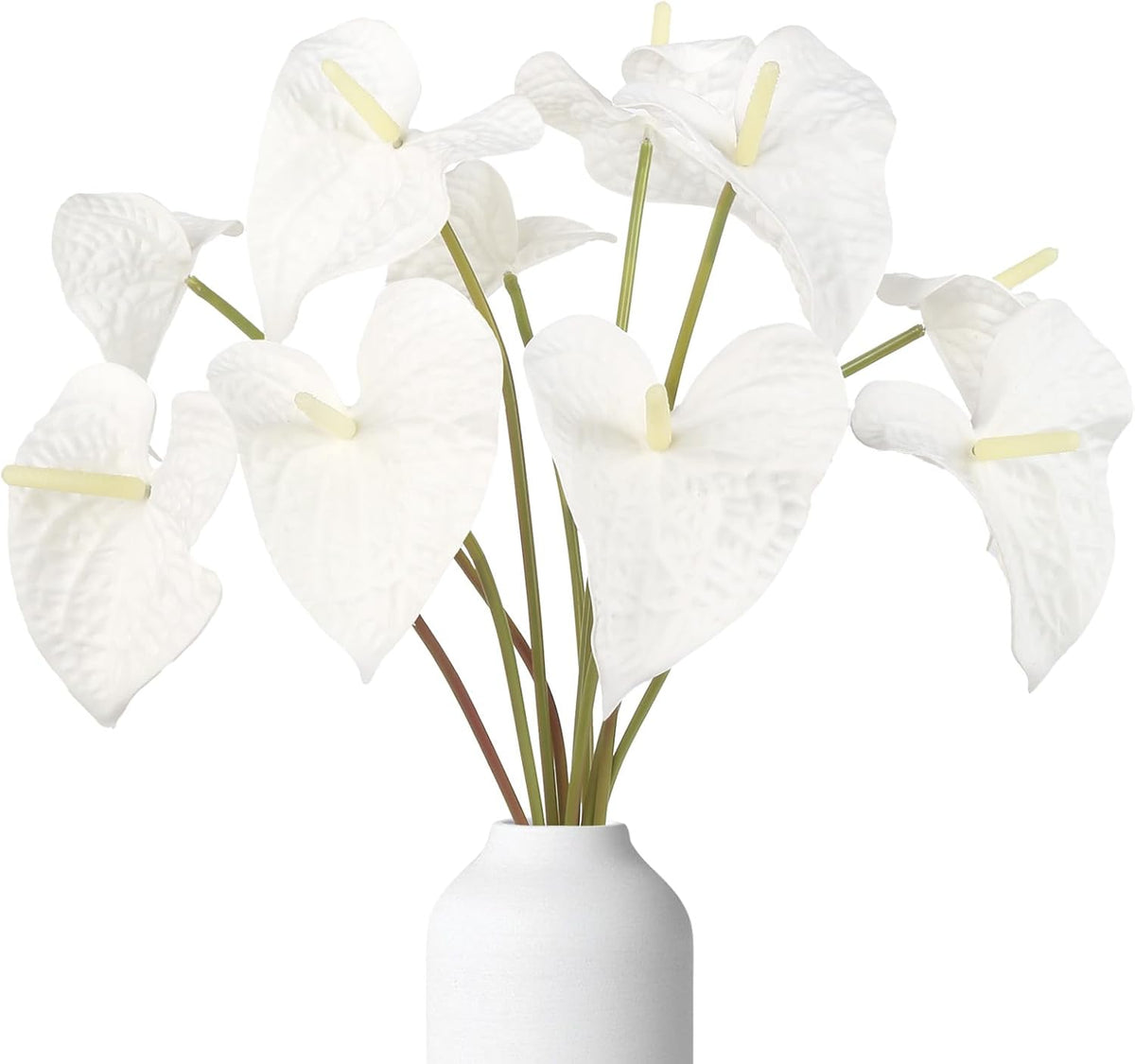 10pcs Burgundy Anthurium Artificial Flowers, 23.6" Burgundy Flowers Artificial Tropical Flowers Real Touch for DIY Wedding Bouquets Centerpieces Bridal Shower Party Home Decor