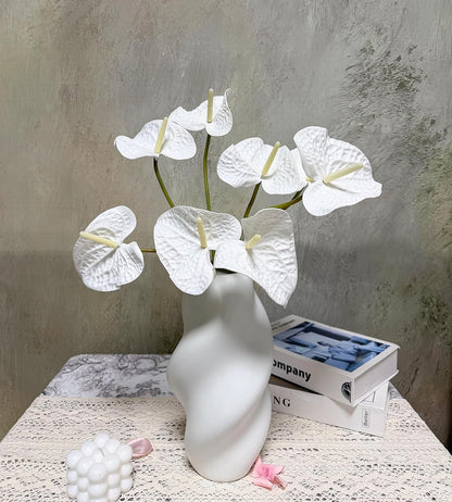10pcs Burgundy Anthurium Artificial Flowers, 23.6" Burgundy Flowers Artificial Tropical Flowers Real Touch for DIY Wedding Bouquets Centerpieces Bridal Shower Party Home Decor