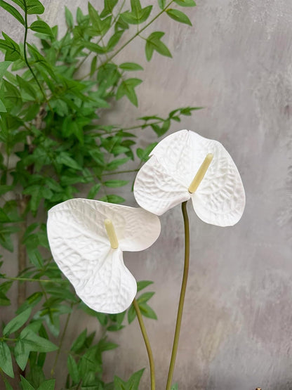 10pcs Burgundy Anthurium Artificial Flowers, 23.6" Burgundy Flowers Artificial Tropical Flowers Real Touch for DIY Wedding Bouquets Centerpieces Bridal Shower Party Home Decor