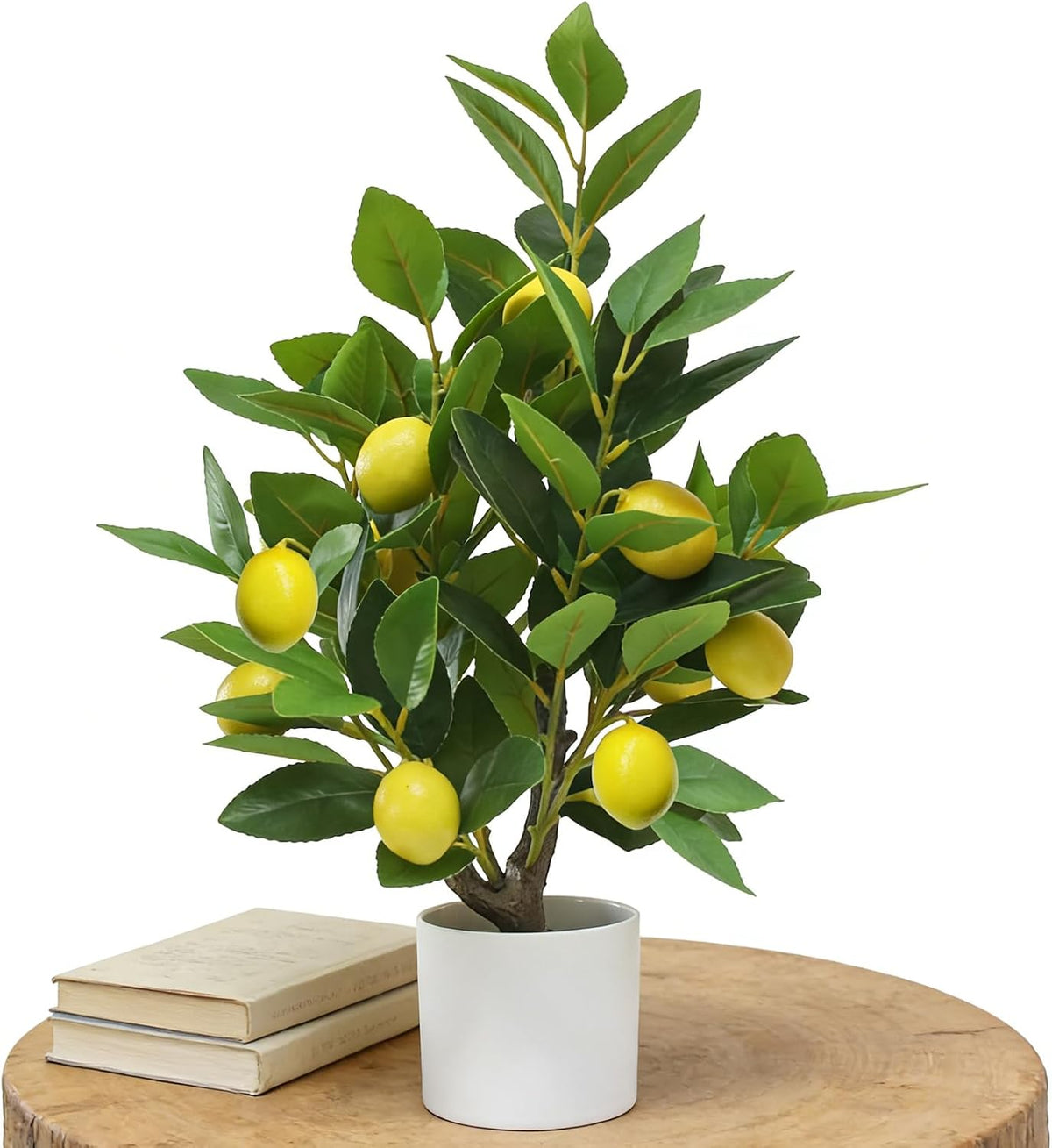 Artificial Lemon Potted Plant, 18" Indoor Fake Lemon Tree Greenery in Pot Faux Green Plants Lemon Tree Branches Stems for Kitchen Office Living Room Balcony Home Decor
