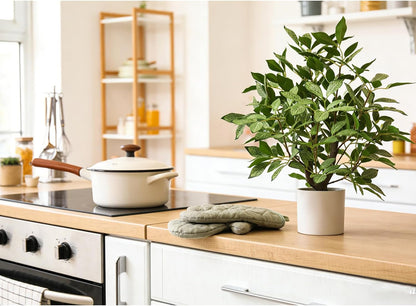 Artificial Lemon Potted Plant, 18" Indoor Fake Lemon Tree Greenery in Pot Faux Green Plants Lemon Tree Branches Stems for Kitchen Office Living Room Balcony Home Decor