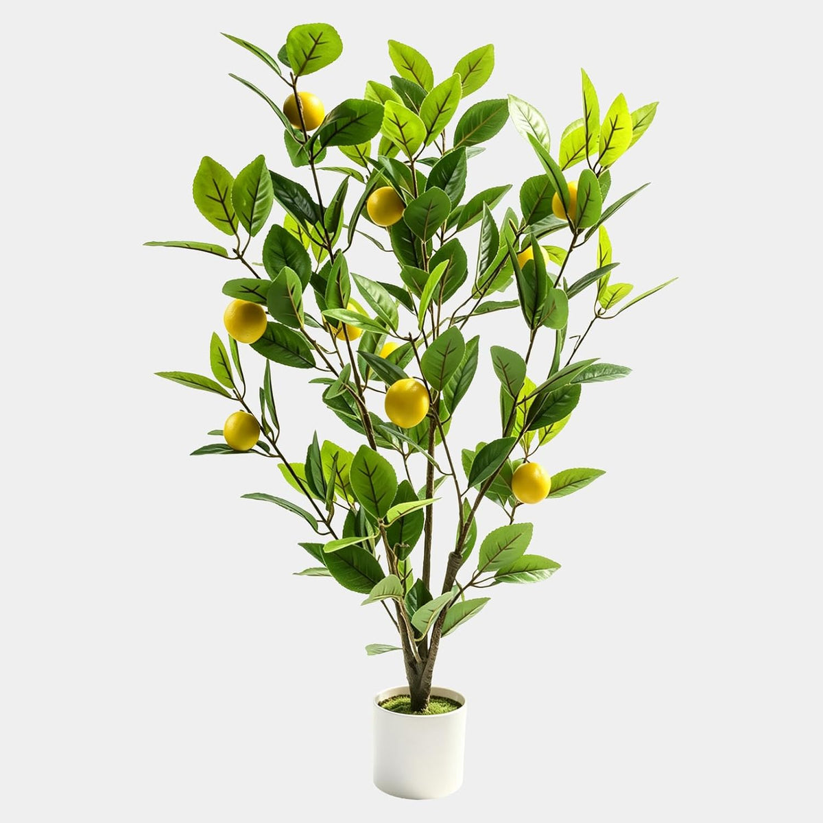 Artificial Lemon Potted Plant, 18" Indoor Fake Lemon Tree Greenery in Pot Faux Green Plants Lemon Tree Branches Stems for Kitchen Office Living Room Balcony Home Decor
