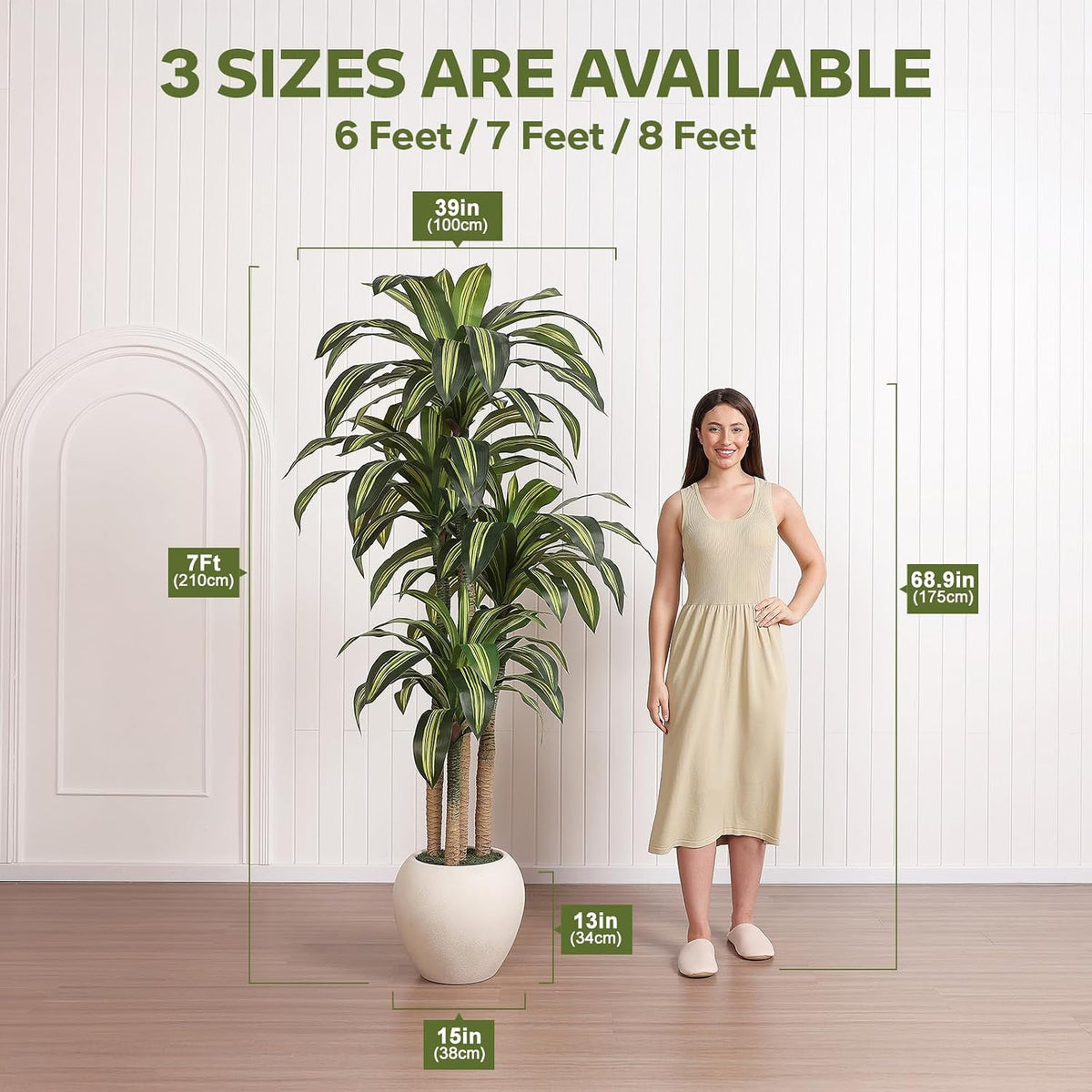 8ft Dracaena Artificial Plant Indoor with Planter