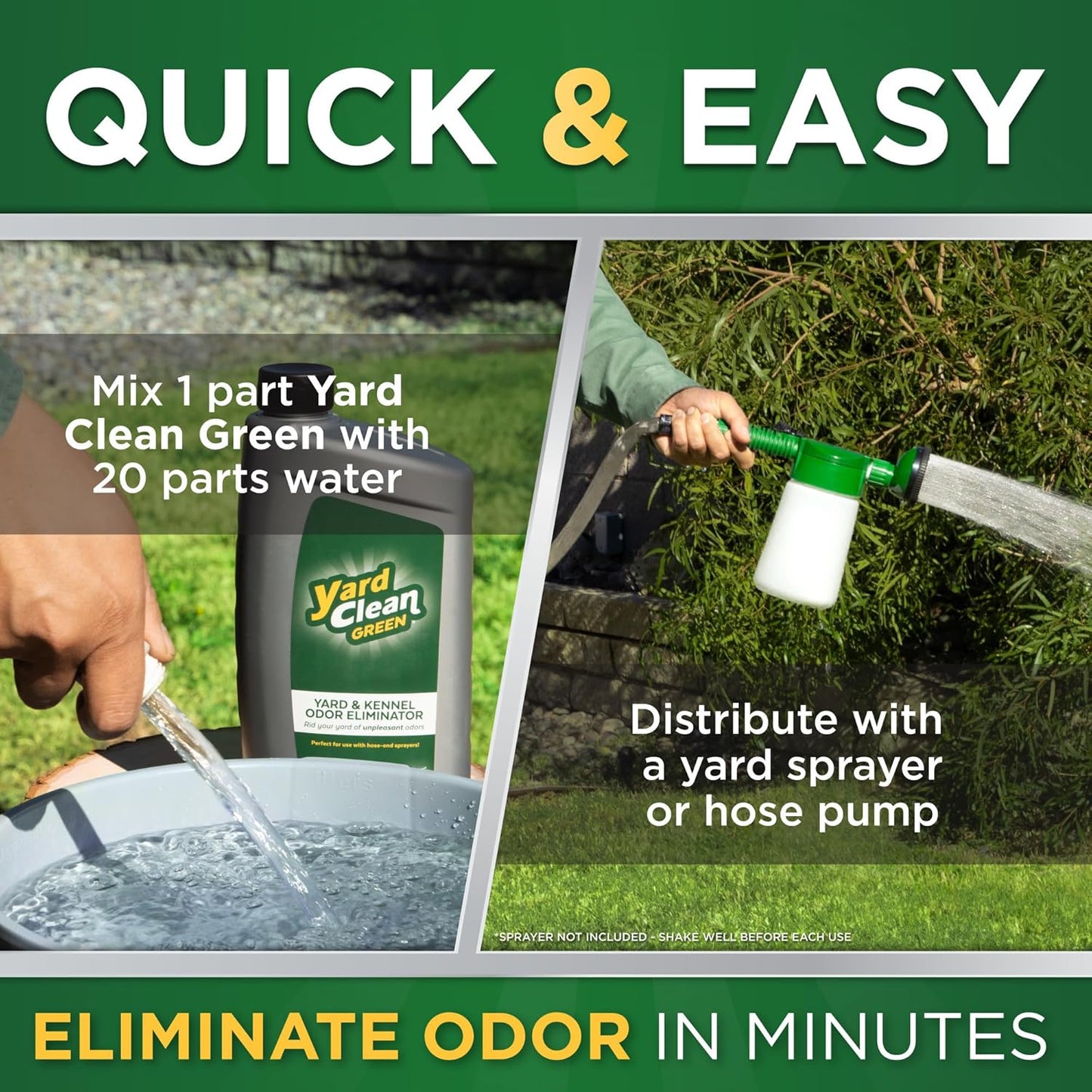 Yard Clean Green Yard and Kennel Odor Eliminator | Cat & Dog Odor Eliminator | Earth Friendly (1 Gallon)
