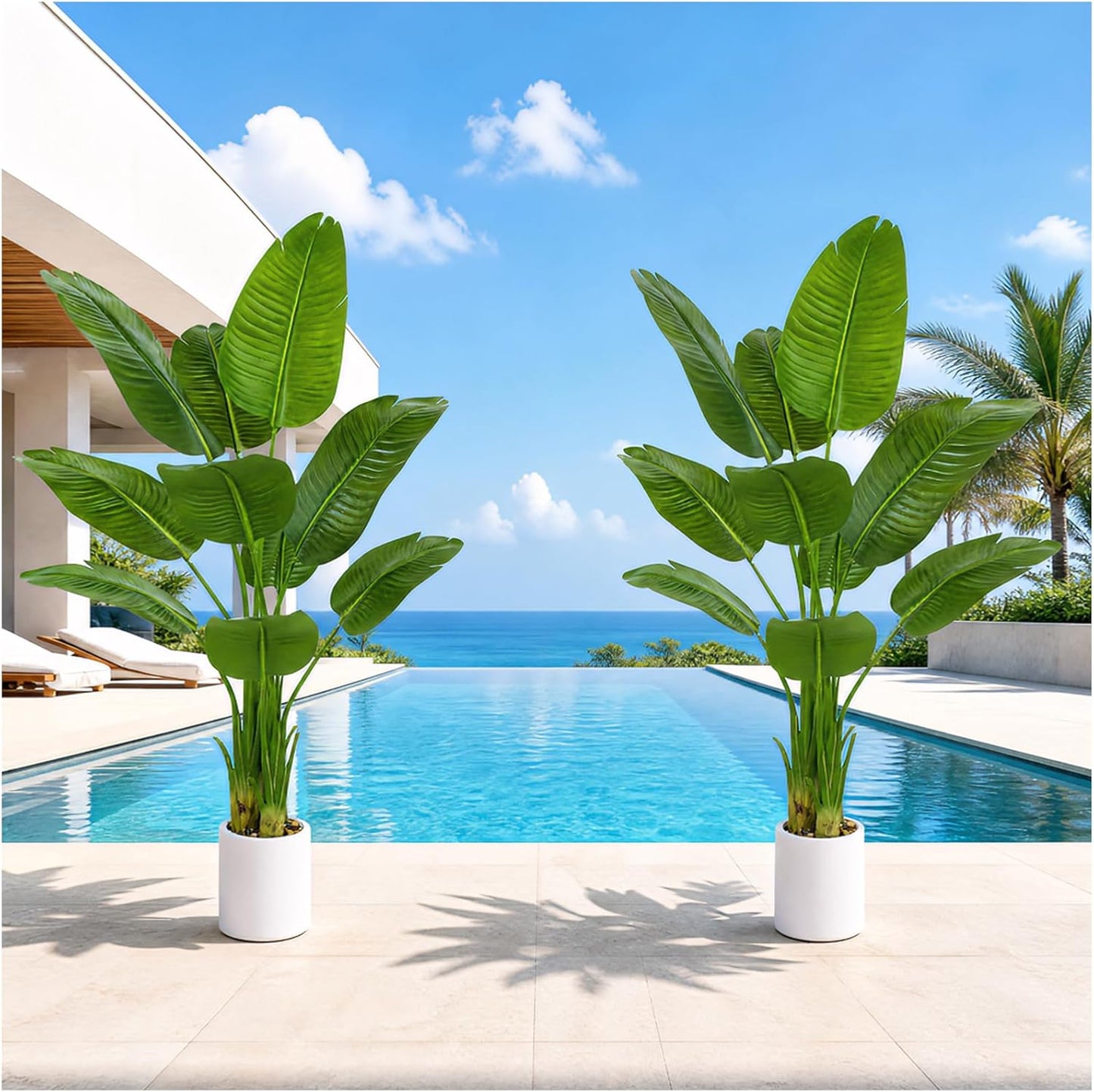 Bird of Paradise Artificial Tree, 6Ft Tall Faux Plant, Fake Banana Leaf Plant Indoor, Faux Palm Tree Faux Floor Plants Tropical Tree in Pot, Present for Friend Housewarming Decor