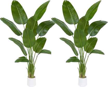 Bird of Paradise Artificial Tree, 6Ft Tall Faux Plant, Fake Banana Leaf Plant Indoor, Faux Palm Tree Faux Floor Plants Tropical Tree in Pot, Present for Friend Housewarming Decor