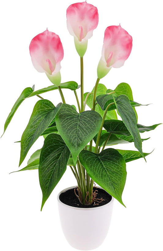 Artificial Flower Plants 16 Inch Pink Calla Lily Small Fake Potted