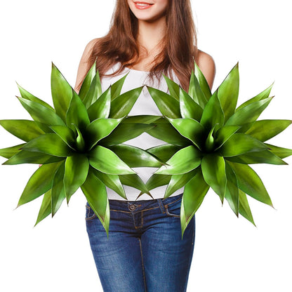 JUSTOYOU Large Artificial Succulents Aloe Plants Real Touch Fake Flowers Unpotted for Home Wedding Festival Arrangement (1, Green-Red)