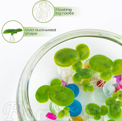 Artificial Mini Duckweed with Root Plastic Floating Fish Plants for Aquarium Tank Decor