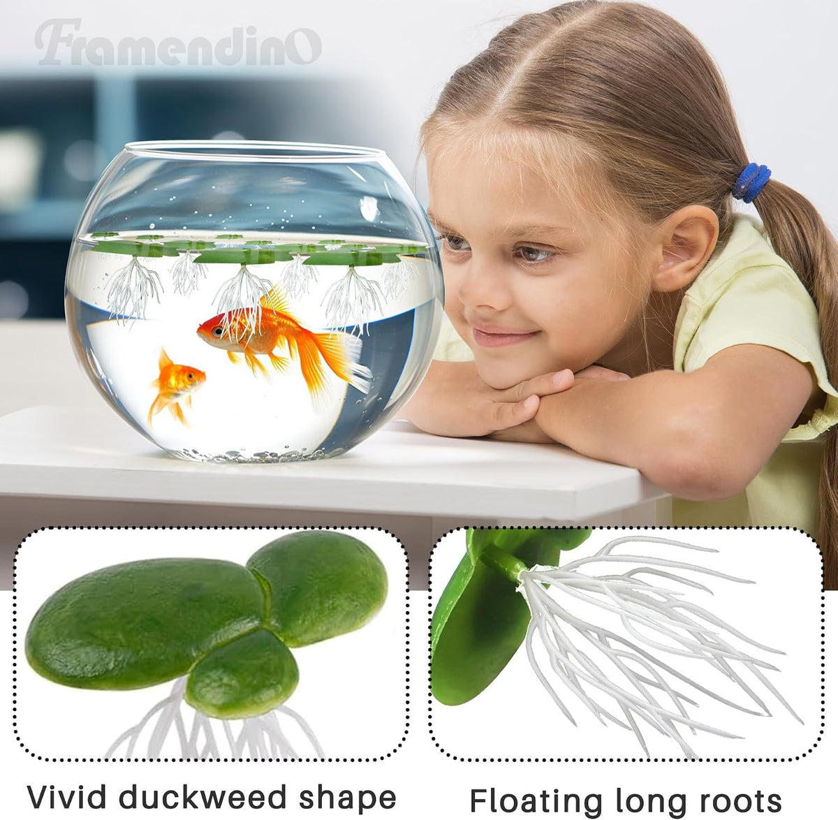 Artificial Mini Duckweed with Root Plastic Floating Fish Plants for Aquarium Tank Decor