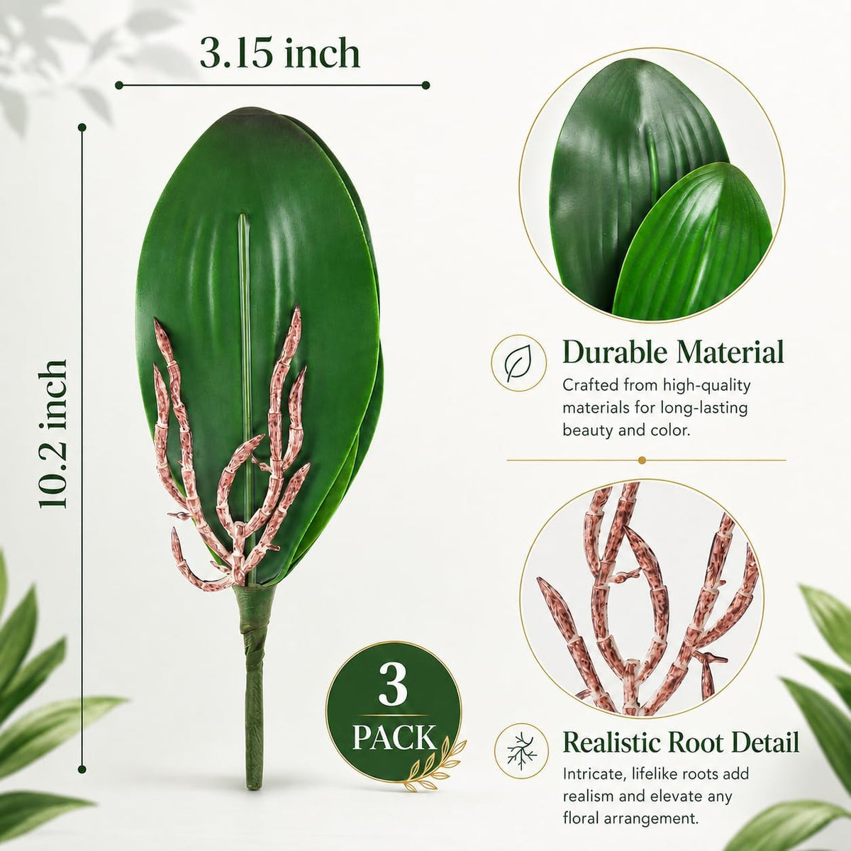 Faux Orchid Leaves Only, Greenery Stems for DIY Arrangements