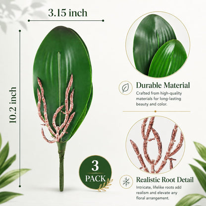 Faux Orchid Leaves Only, Greenery Stems for DIY Arrangements