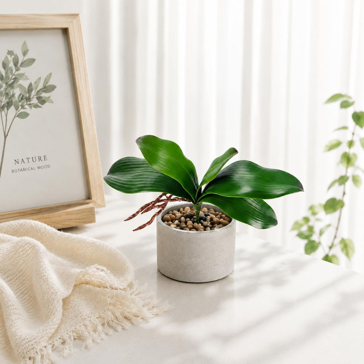 Faux Orchid Leaves Only, Greenery Stems for DIY Arrangements