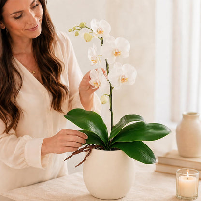 Faux Orchid Leaves Only, Greenery Stems for DIY Arrangements
