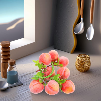3 Pcs Artificial Peach Clusters, Realistic Fake Fruit for Home Kitchen Decor, Lifelike Faux Peaches for Photography Props, Fruit Basket Fillers & Summer Party Decoration