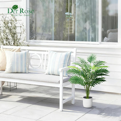 28" Fake Palm Tree, Artificial Plants Indoor in Modern White Pot | Artificial palm plants indoor bring clean, light-toned greenery to bathroom, bedroom, baclony, outdoor patio decor