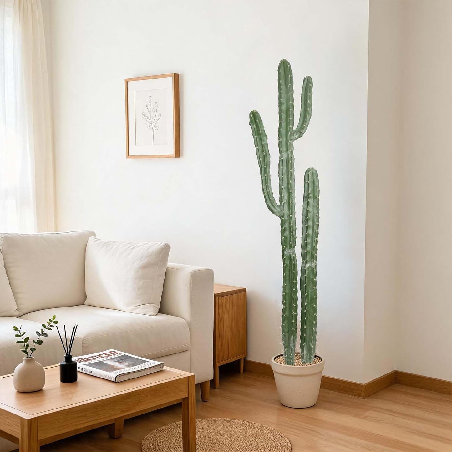 Artificial Cactus 32 INCH Tall Fake Cactus Plants Faux Cacti Saguaro with Planter for Indoor Outdoor Home Office Shop Garden Decoration