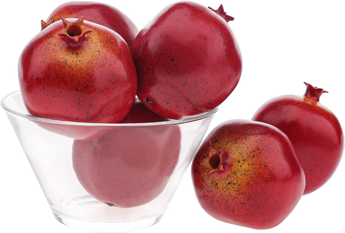 6pcs Artificial Pomegranate Decor, Realistic Plastic Fake Fruit | faux pomegranate fruit bowl decor, lifelike pomegranate home display, christmas fruit table centerpiece, photography prop