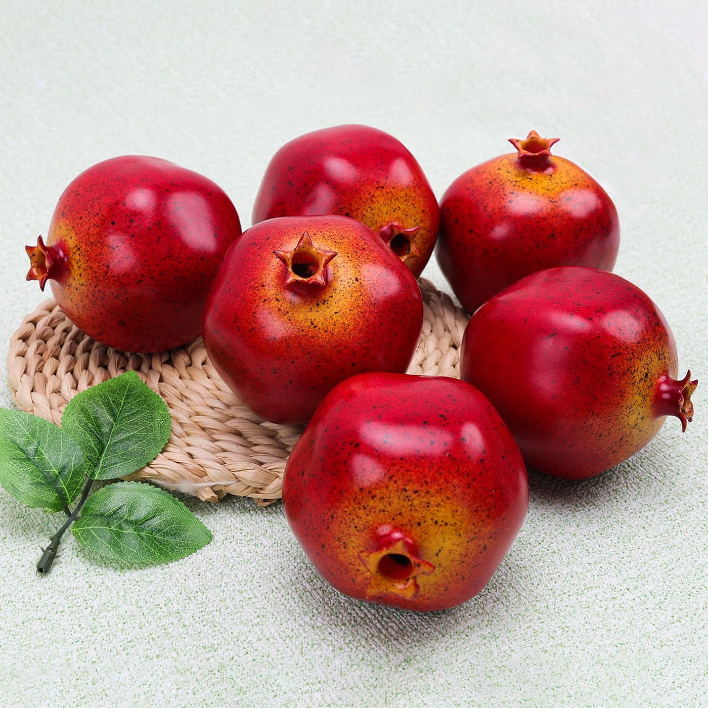 6pcs Artificial Pomegranate Decor, Realistic Plastic Fake Fruit | faux pomegranate fruit bowl decor, lifelike pomegranate home display, christmas fruit table centerpiece, photography prop