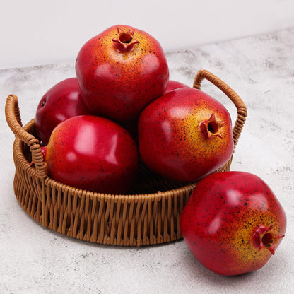 6pcs Artificial Pomegranate Decor, Realistic Plastic Fake Fruit | faux pomegranate fruit bowl decor, lifelike pomegranate home display, christmas fruit table centerpiece, photography prop