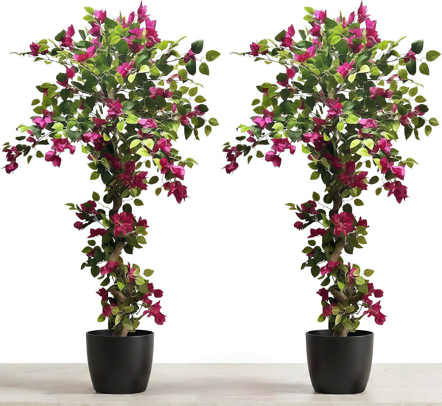 Artificial Bougainvillea Tree 5.6ft, 2 Pack Fake Bougainvillea Plant Potted Faux Tropical Tree for Home Indoor Outdoor Decor, Office, Patio, or Living Room Decoration