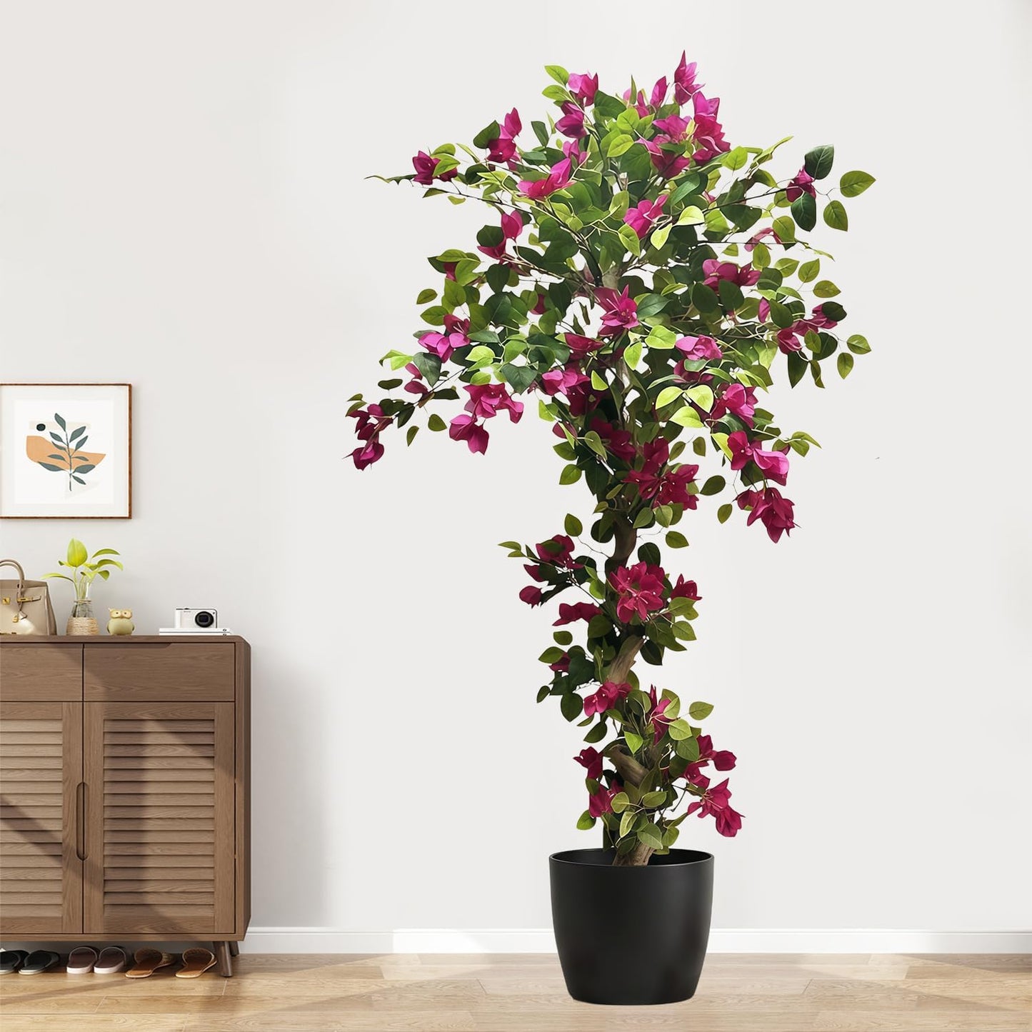 Artificial Bougainvillea Tree 5.6ft, 2 Pack Fake Bougainvillea Plant Potted Faux Tropical Tree for Home Indoor Outdoor Decor, Office, Patio, or Living Room Decoration