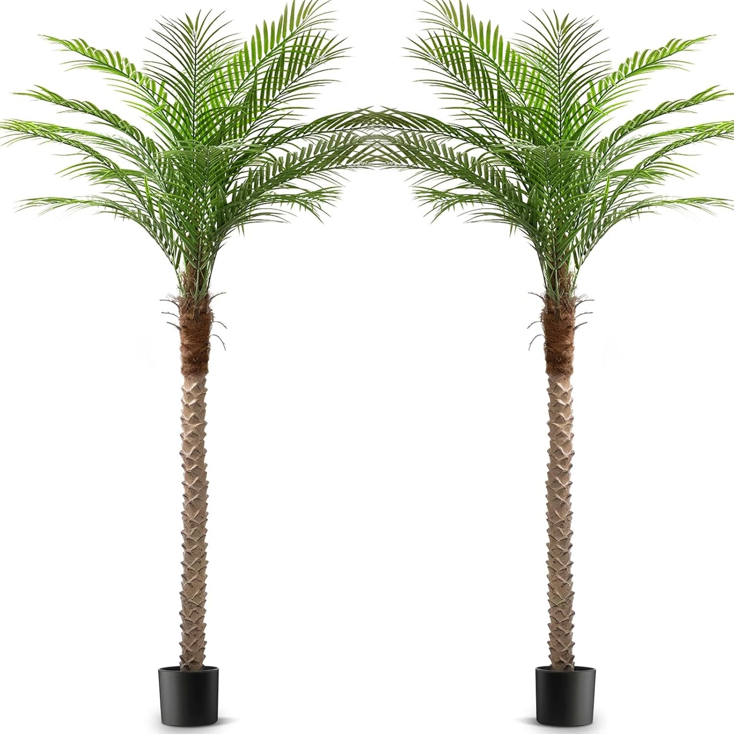Artificial Phoenix Palm Tree 8ft Tall Outdoor Indoor Decor Fake Plants with 18 Adjustable Leaves, Large Faux Sago Palm Tree for Home Office Living Room Yard Outside Patio Poolside (2, 8ft)