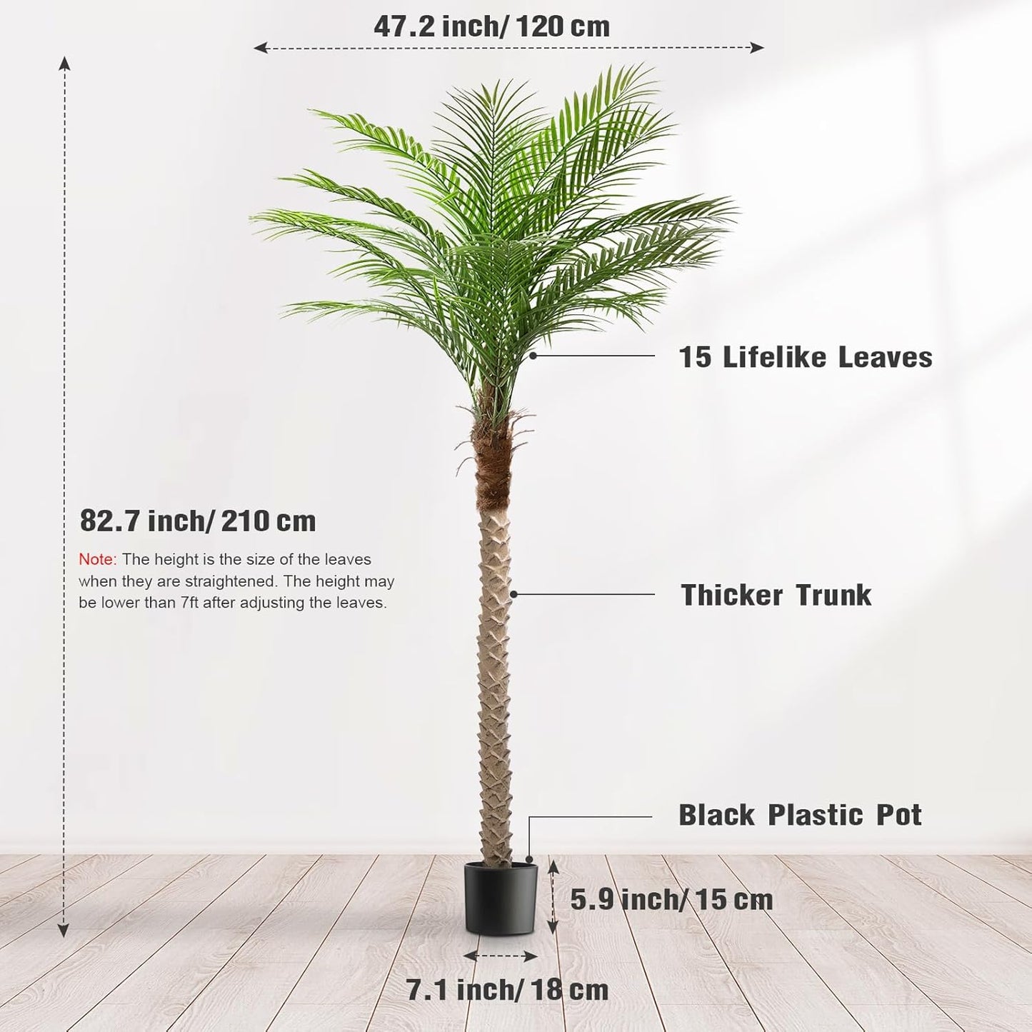 Artificial Phoenix Palm Tree 8ft Tall Outdoor Indoor Decor Fake Plants with 18 Adjustable Leaves, Large Faux Sago Palm Tree for Home Office Living Room Yard Outside Patio Poolside (2, 8ft)