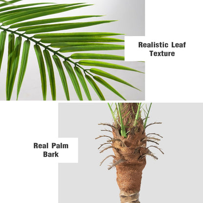 Artificial Phoenix Palm Tree 8ft Tall Outdoor Indoor Decor Fake Plants with 18 Adjustable Leaves, Large Faux Sago Palm Tree for Home Office Living Room Yard Outside Patio Poolside (2, 8ft)