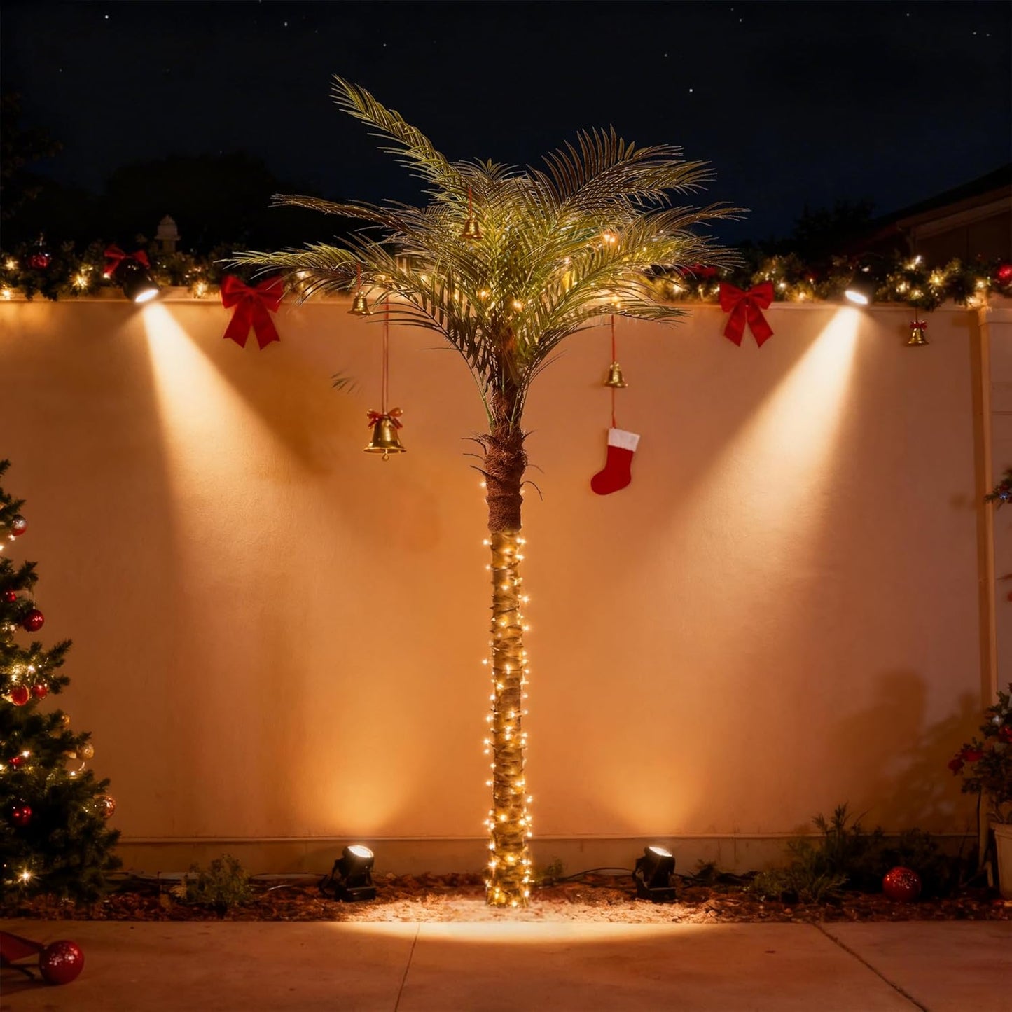 Artificial Phoenix Palm Tree 8ft Tall Outdoor Indoor Decor Fake Plants with 18 Adjustable Leaves, Large Faux Sago Palm Tree for Home Office Living Room Yard Outside Patio Poolside (2, 8ft)