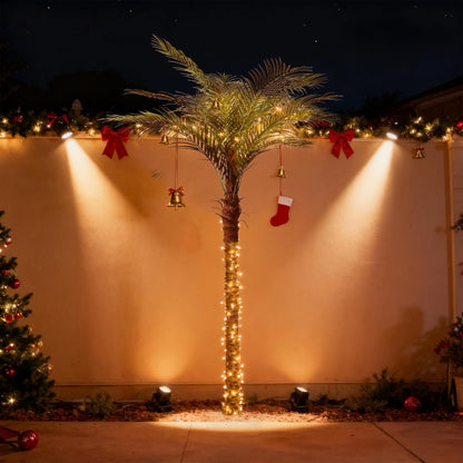 Artificial Phoenix Palm Tree 8ft Tall Outdoor Indoor Decor Fake Plants with 18 Adjustable Leaves, Large Faux Sago Palm Tree for Home Office Living Room Yard Outside Patio Poolside (2, 8ft)
