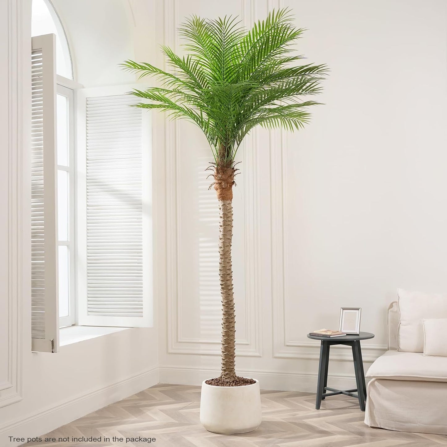 Artificial Phoenix Palm Tree 8ft Tall Outdoor Indoor Decor Fake Plants with 18 Adjustable Leaves, Large Faux Sago Palm Tree for Home Office Living Room Yard Outside Patio Poolside (2, 8ft)