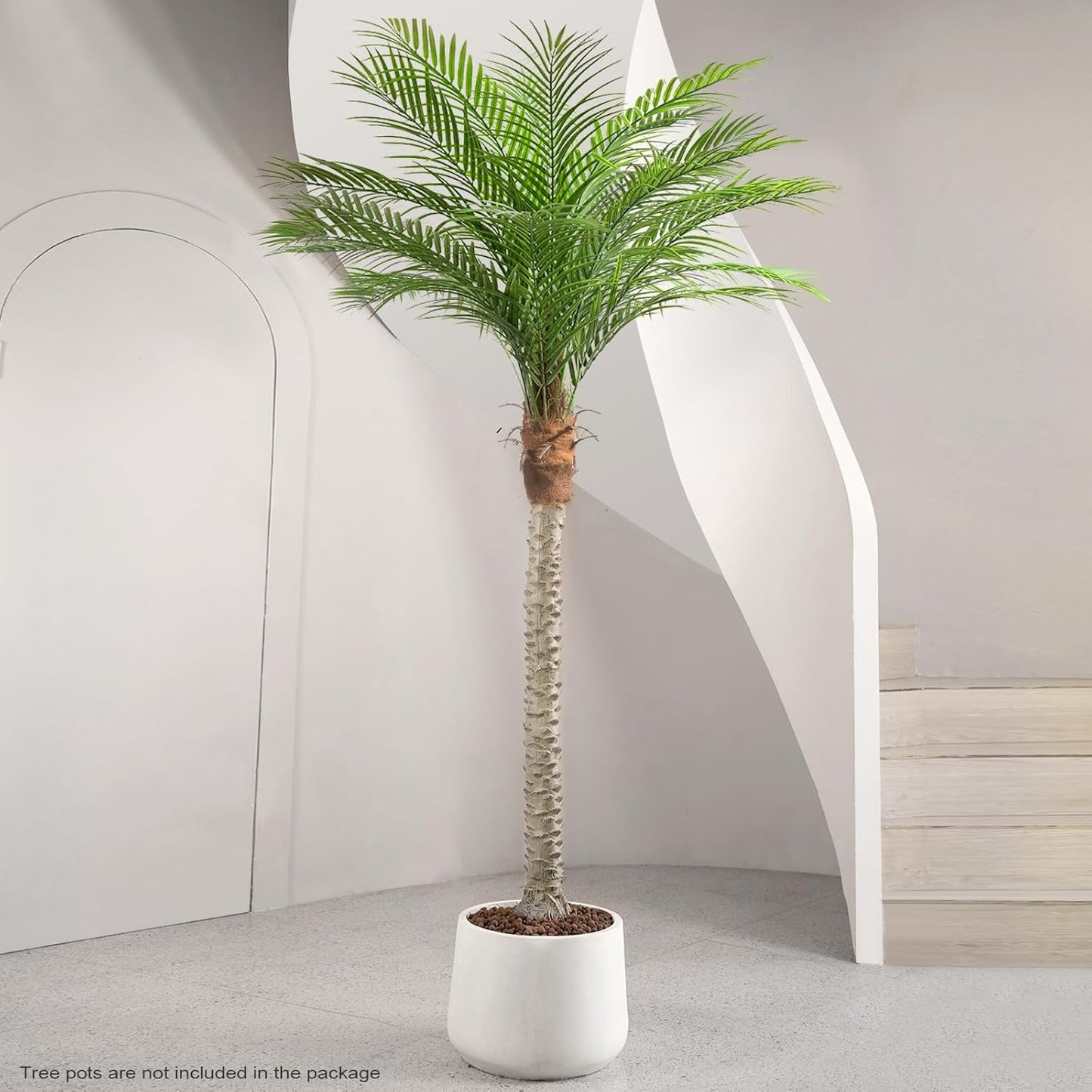 Artificial Phoenix Palm Tree 8ft Tall Outdoor Indoor Decor Fake Plants with 18 Adjustable Leaves, Large Faux Sago Palm Tree for Home Office Living Room Yard Outside Patio Poolside (2, 8ft)