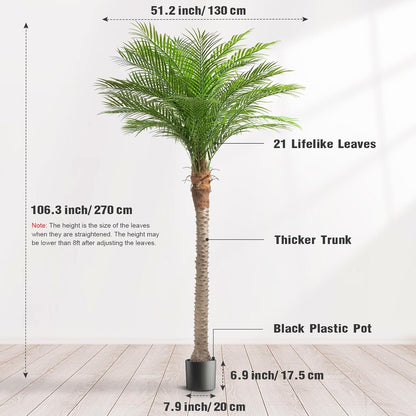 Artificial Phoenix Palm Tree 8ft Tall Outdoor Indoor Decor Fake Plants with 18 Adjustable Leaves, Large Faux Sago Palm Tree for Home Office Living Room Yard Outside Patio Poolside (2, 8ft)