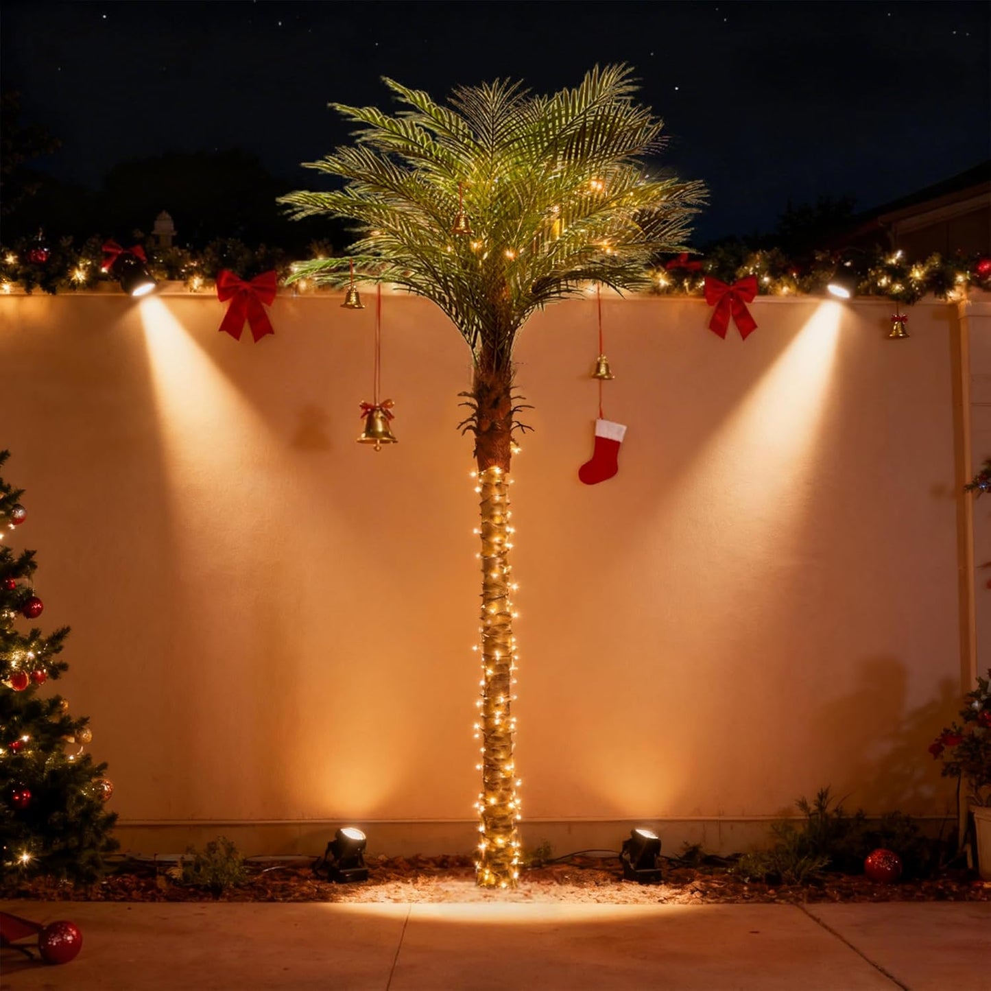 Artificial Phoenix Palm Tree 8ft Tall Outdoor Indoor Decor Fake Plants with 18 Adjustable Leaves, Large Faux Sago Palm Tree for Home Office Living Room Yard Outside Patio Poolside (2, 8ft)