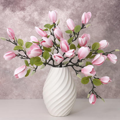 6PCS Artificial Magnolia Flowers Stems for Spring Decoration,26In Artificial White Fake Flowers with Buds Faux Long Stem Floral Arrangement for Vase Table Centerpiece Indoor Home Decor