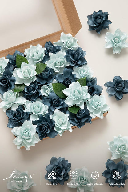 Cream Artificial Gardenia Flowers with Stems, 25 pcs | Artificial Gardenia Flowers, Foam Floral Heads for DIY Wedding Bouquets, Centerpieces, Crafts & Home Decor Decorations