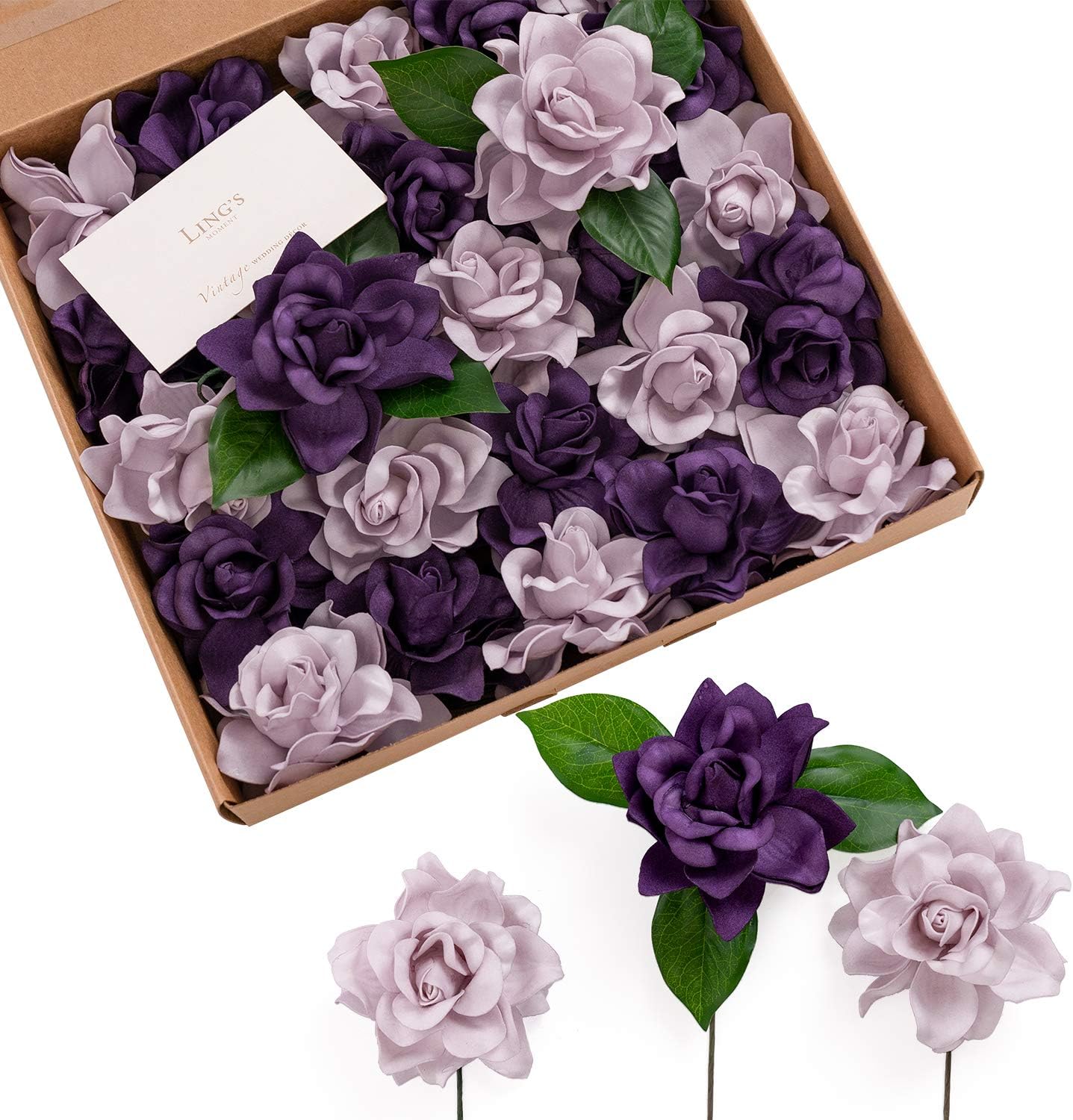 Cream Artificial Gardenia Flowers with Stems, 25 pcs | Artificial Gardenia Flowers, Foam Floral Heads for DIY Wedding Bouquets, Centerpieces, Crafts & Home Decor Decorations