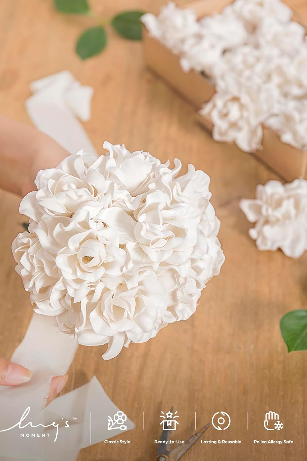 Cream Artificial Gardenia Flowers with Stems, 25 pcs | Artificial Gardenia Flowers, Foam Floral Heads for DIY Wedding Bouquets, Centerpieces, Crafts & Home Decor Decorations