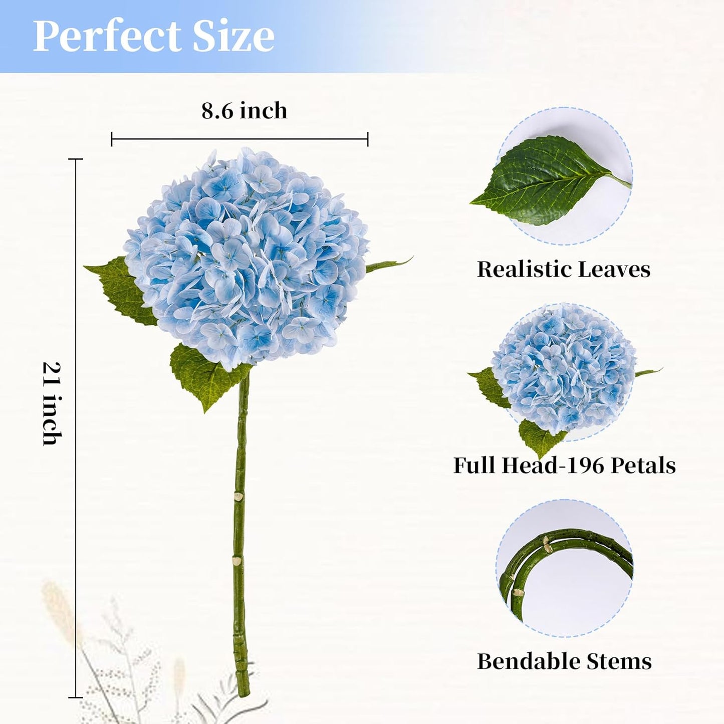 3 Pcs Green Hydrangea Artificial Flowers Realistic Real Touch Latex Flower | Faux Hydrangeas Decor for Wedding Table Centerpieces Home Party Outdoor Arrangements Vase