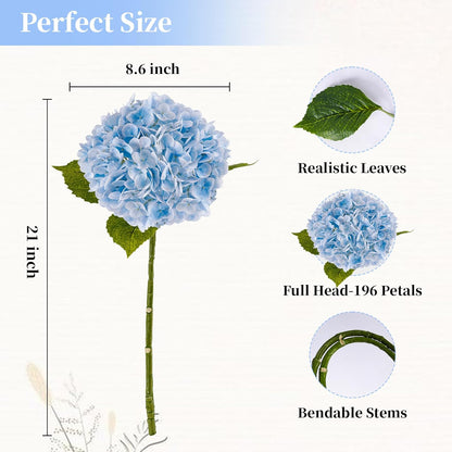 3 Pcs Green Hydrangea Artificial Flowers Realistic Real Touch Latex Flower | Faux Hydrangeas Decor for Wedding Table Centerpieces Home Party Outdoor Arrangements Vase