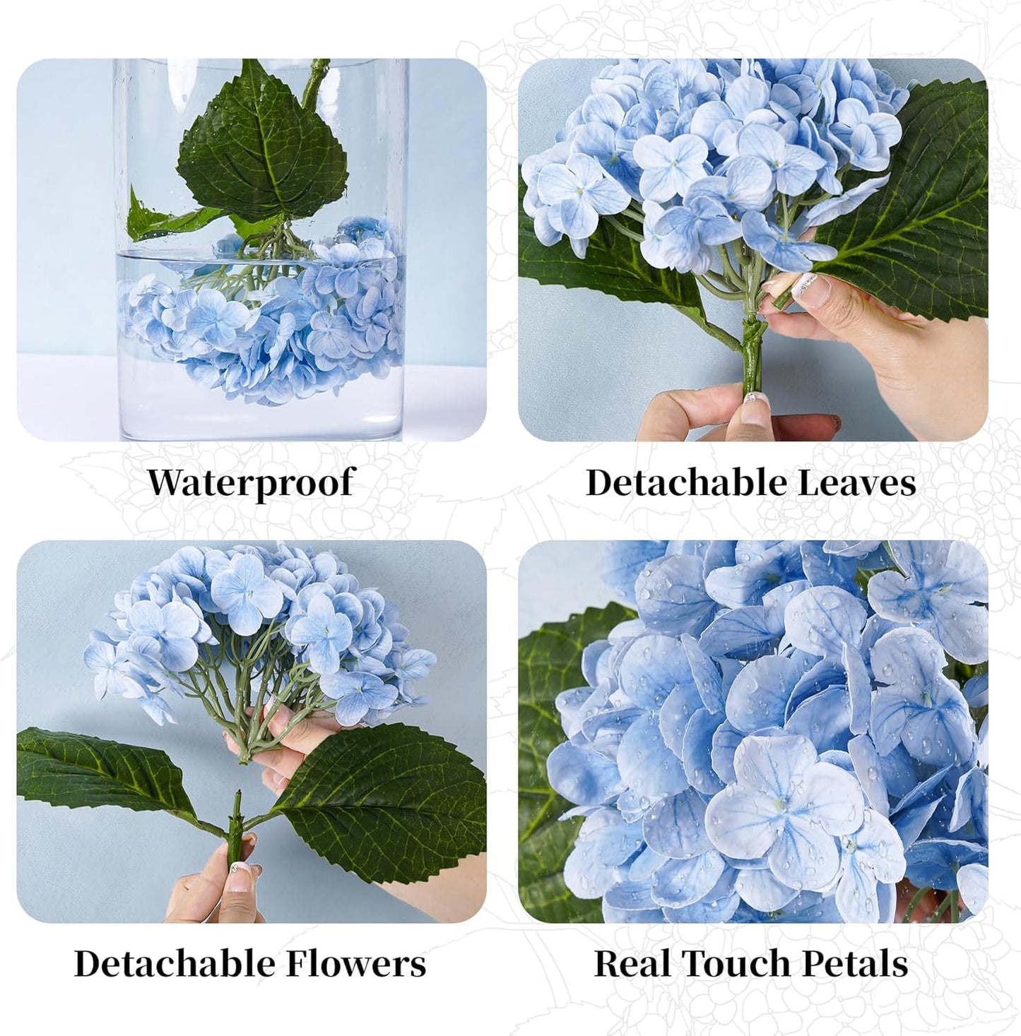 3 Pcs Green Hydrangea Artificial Flowers Realistic Real Touch Latex Flower | Faux Hydrangeas Decor for Wedding Table Centerpieces Home Party Outdoor Arrangements Vase