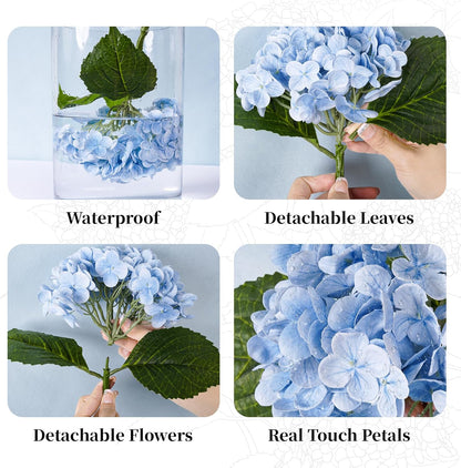 3 Pcs Green Hydrangea Artificial Flowers Realistic Real Touch Latex Flower | Faux Hydrangeas Decor for Wedding Table Centerpieces Home Party Outdoor Arrangements Vase