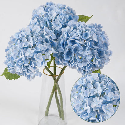 3 Pcs Green Hydrangea Artificial Flowers Realistic Real Touch Latex Flower | Faux Hydrangeas Decor for Wedding Table Centerpieces Home Party Outdoor Arrangements Vase