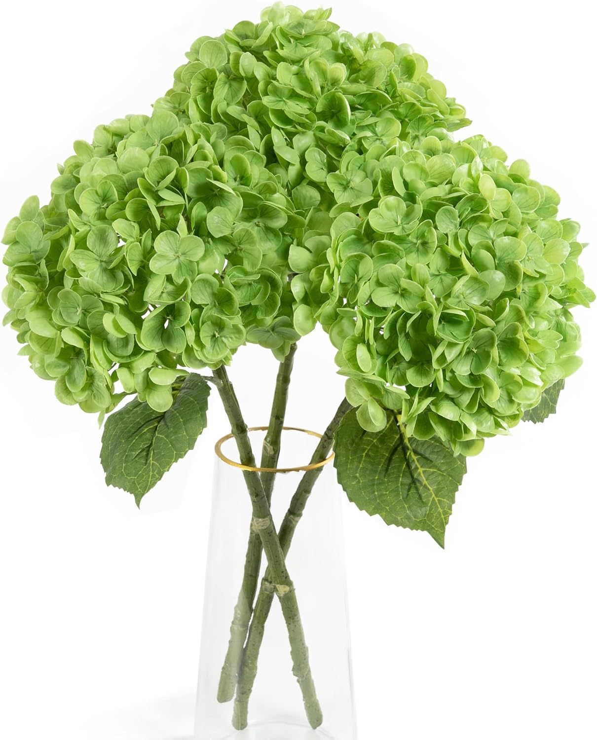 3 Pcs Green Hydrangea Artificial Flowers Realistic Real Touch Latex Flower | Faux Hydrangeas Decor for Wedding Table Centerpieces Home Party Outdoor Arrangements Vase